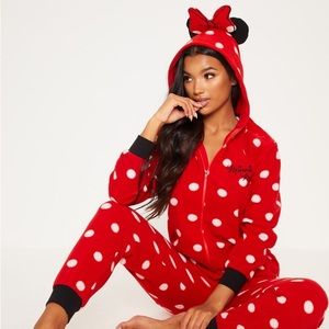 Red Disney Minnie Mouse Polka Dot Onesie
